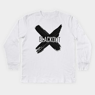 Blackout, black everything. Kids Long Sleeve T-Shirt